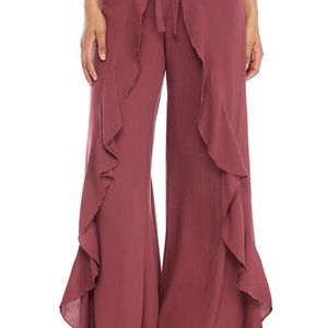 Vanilla Star Split Leg Pants Burgundy NWT